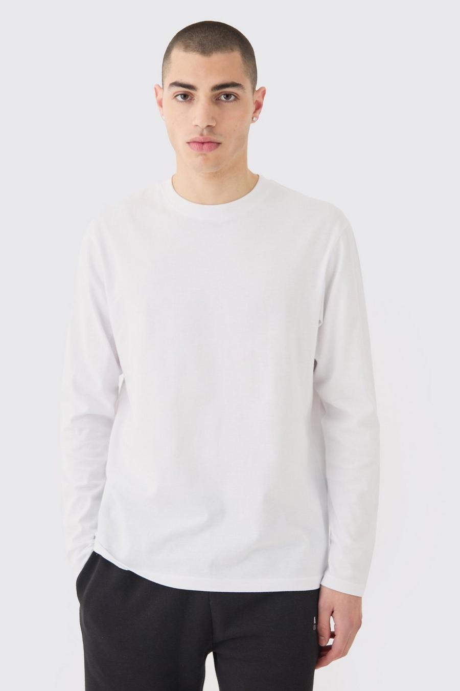 Langärmliges Rundhals T-Shirt, White image number 1