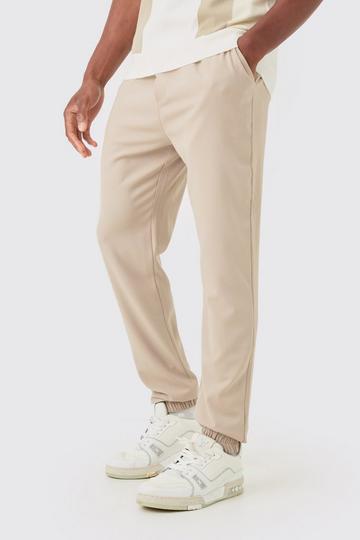 Stone Beige Elasticated Slim Cuff Trouser