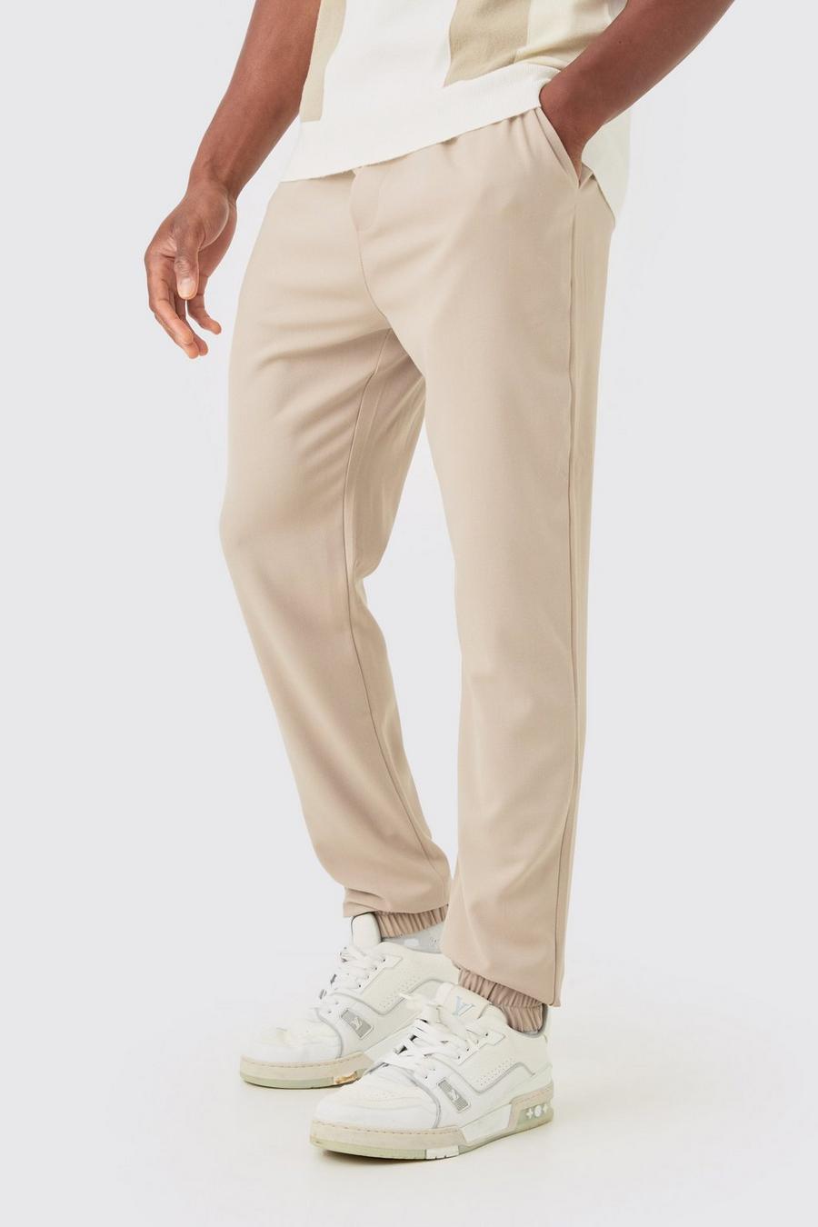 Pantaloni Slim Fit elasticizzati con polsini alle caviglie, Stone image number 1