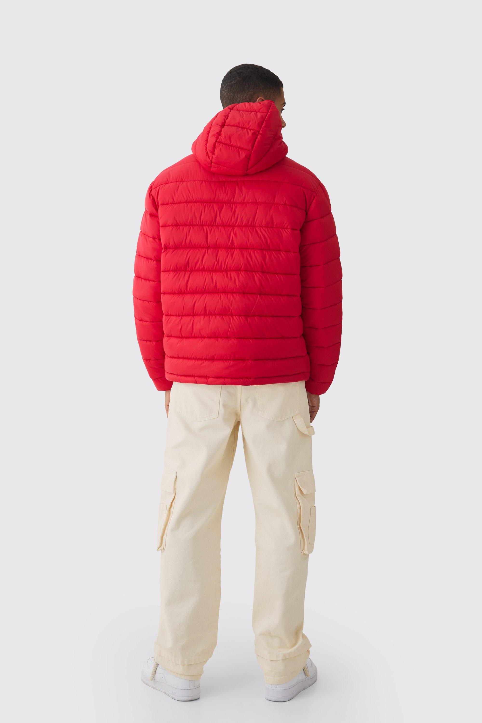 OFCL Half Zip Hooded Puffer Coat In Red