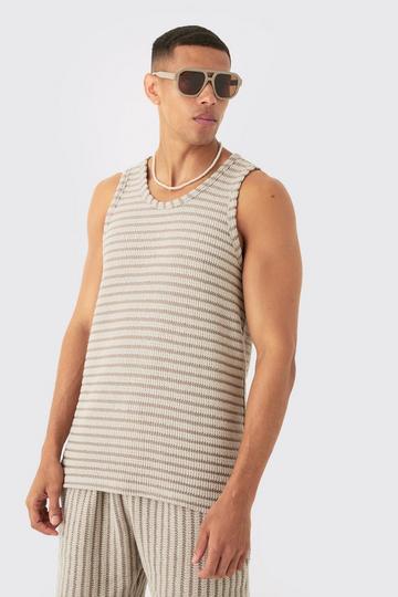 Textured Stripe Tank Top stone