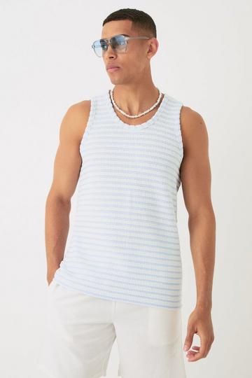 Textured Stripe Tank Top ecru