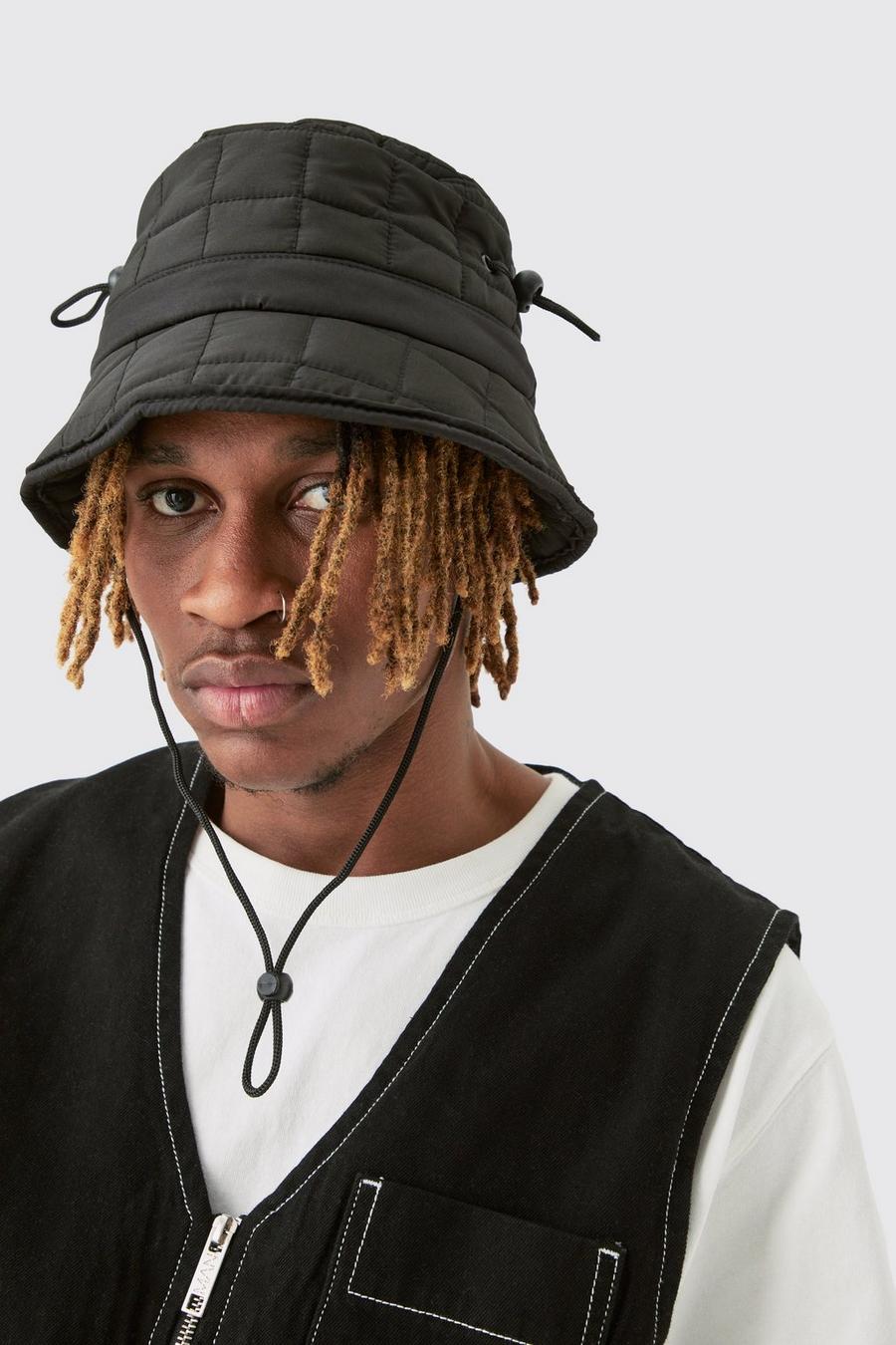 Black Quilted Nylon Bucket Hat image number 1