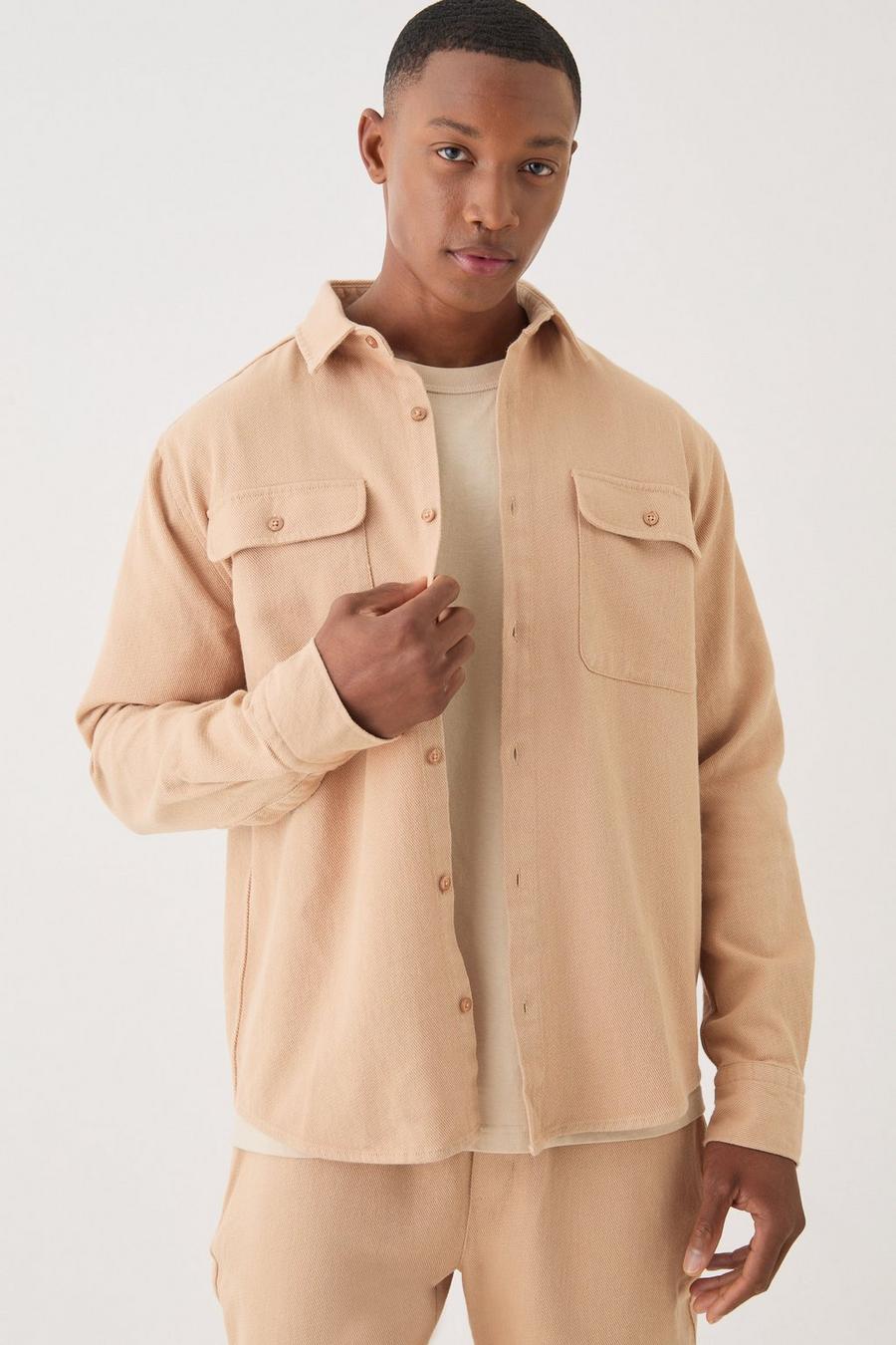 Stone Textured Button Through Overshirt image number 1