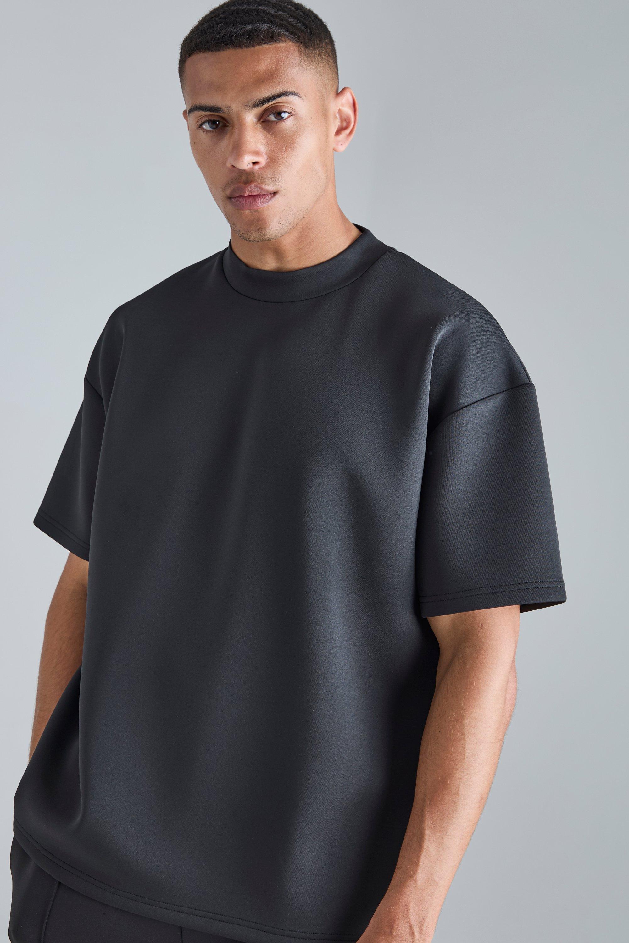 Oversized Extended Neck Scuba T-shirt | boohoo