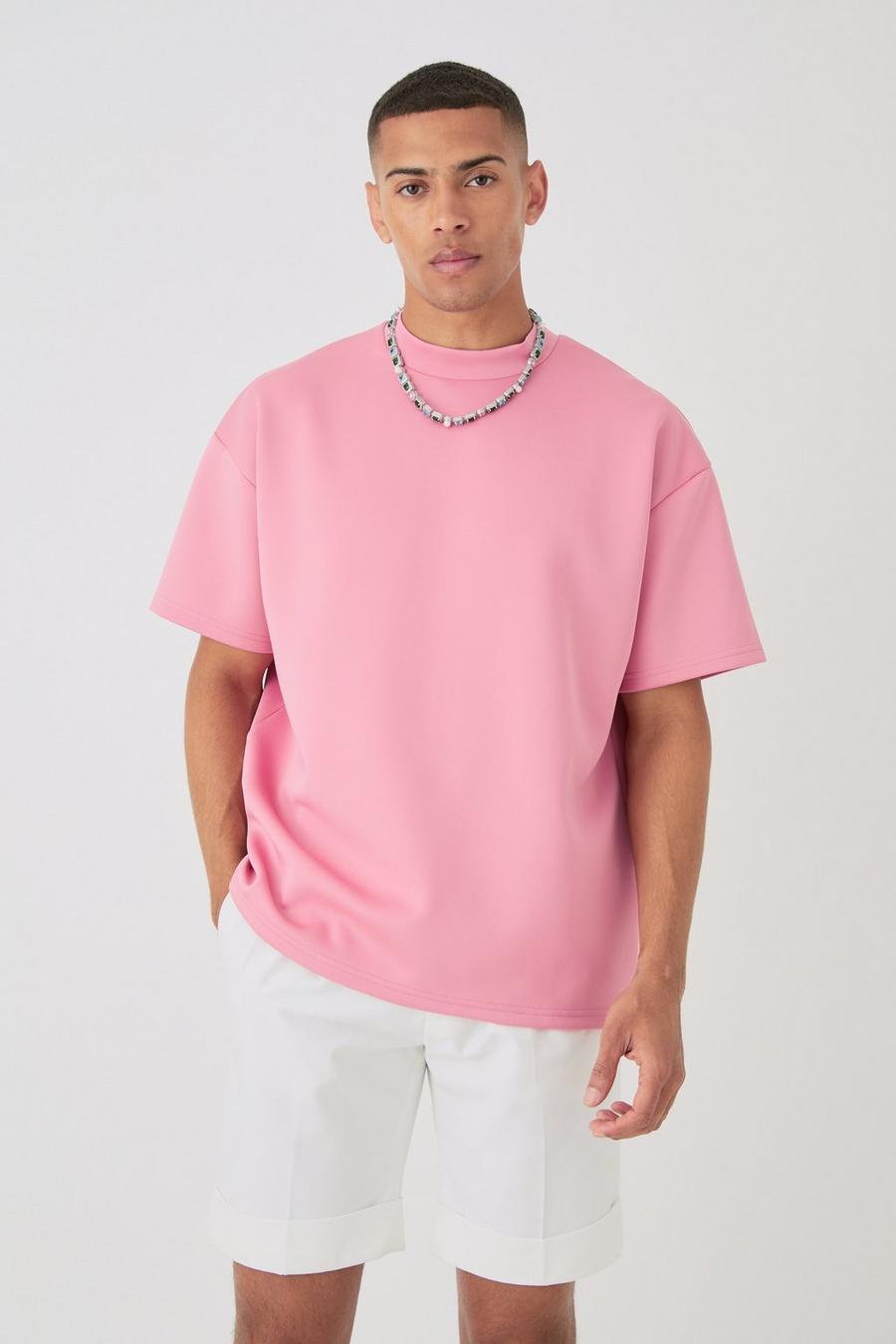 Bright pink Oversized Scuba T-shirt