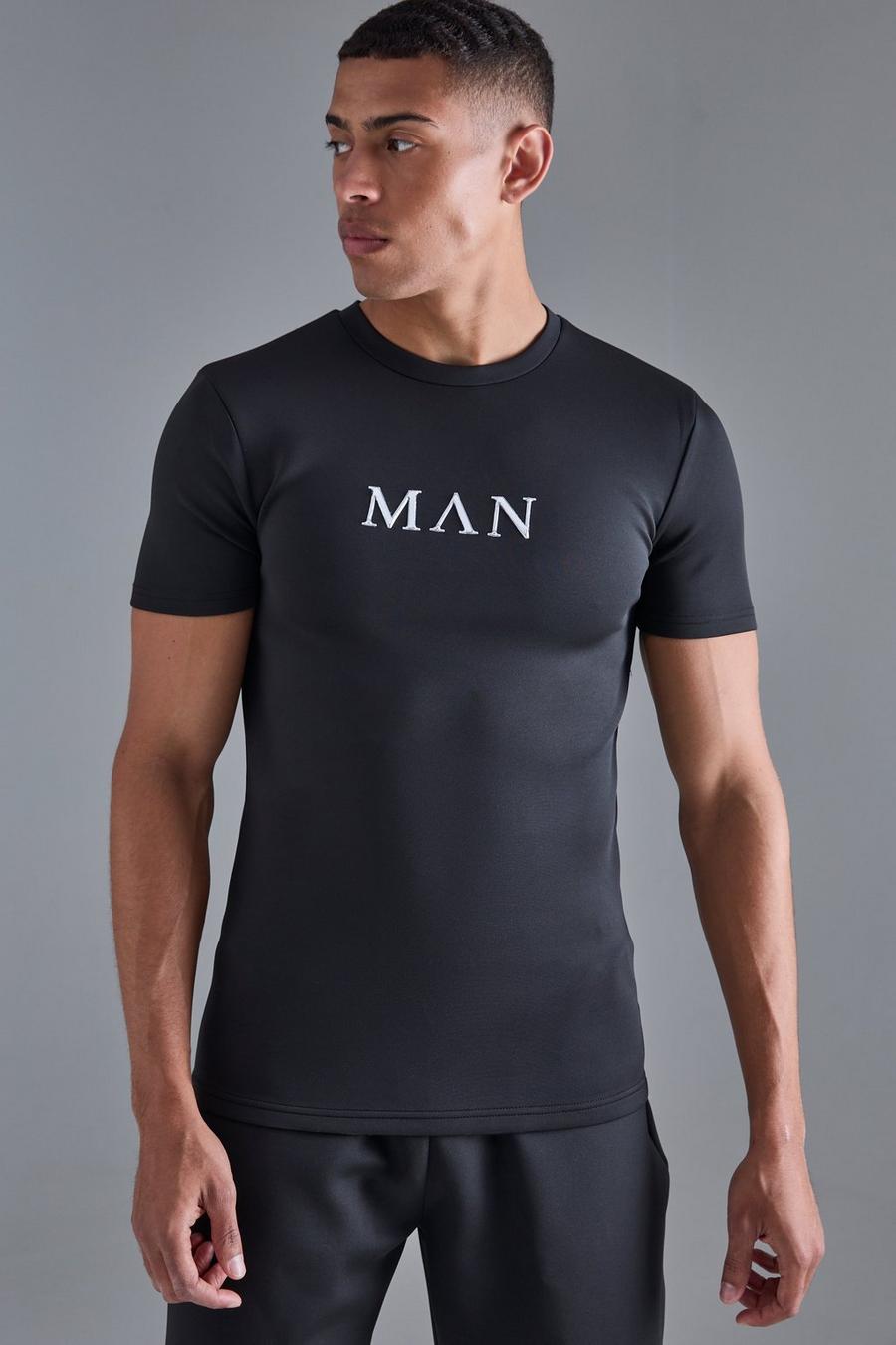 Black Man Muscle Fit Scuba T-shirt