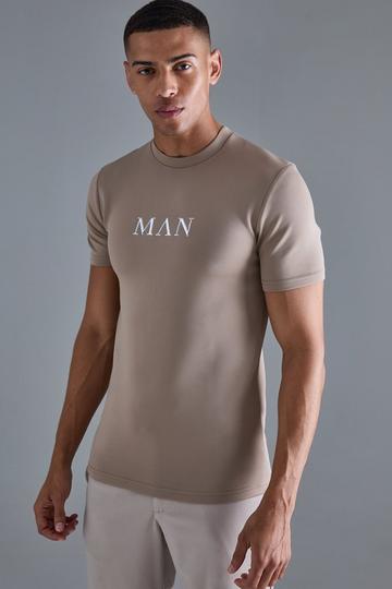 Man Muscle Fit Scuba T-shirt taupe