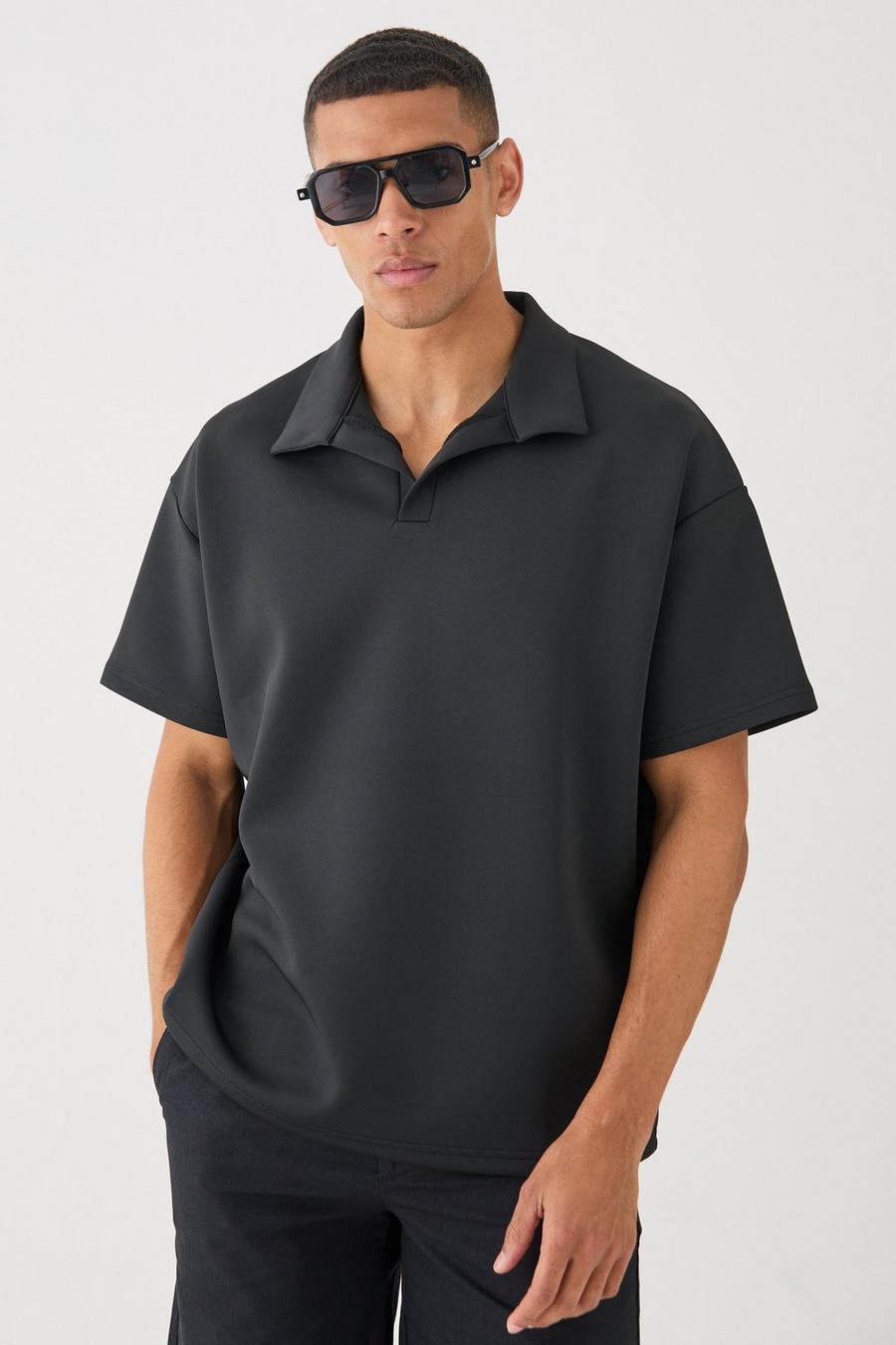 Oversize Scuba Poloshirt, Black