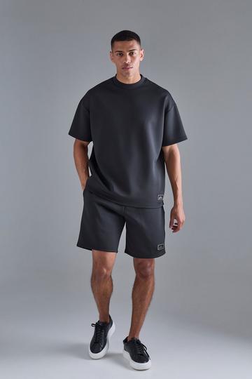 Black Oversized Scuba T-shirt & Relaxed Short Set