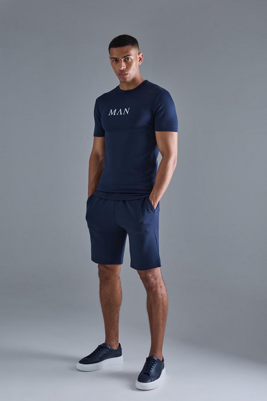 Muscle-Fit Scuba T-Shirt & Shorts, Navy