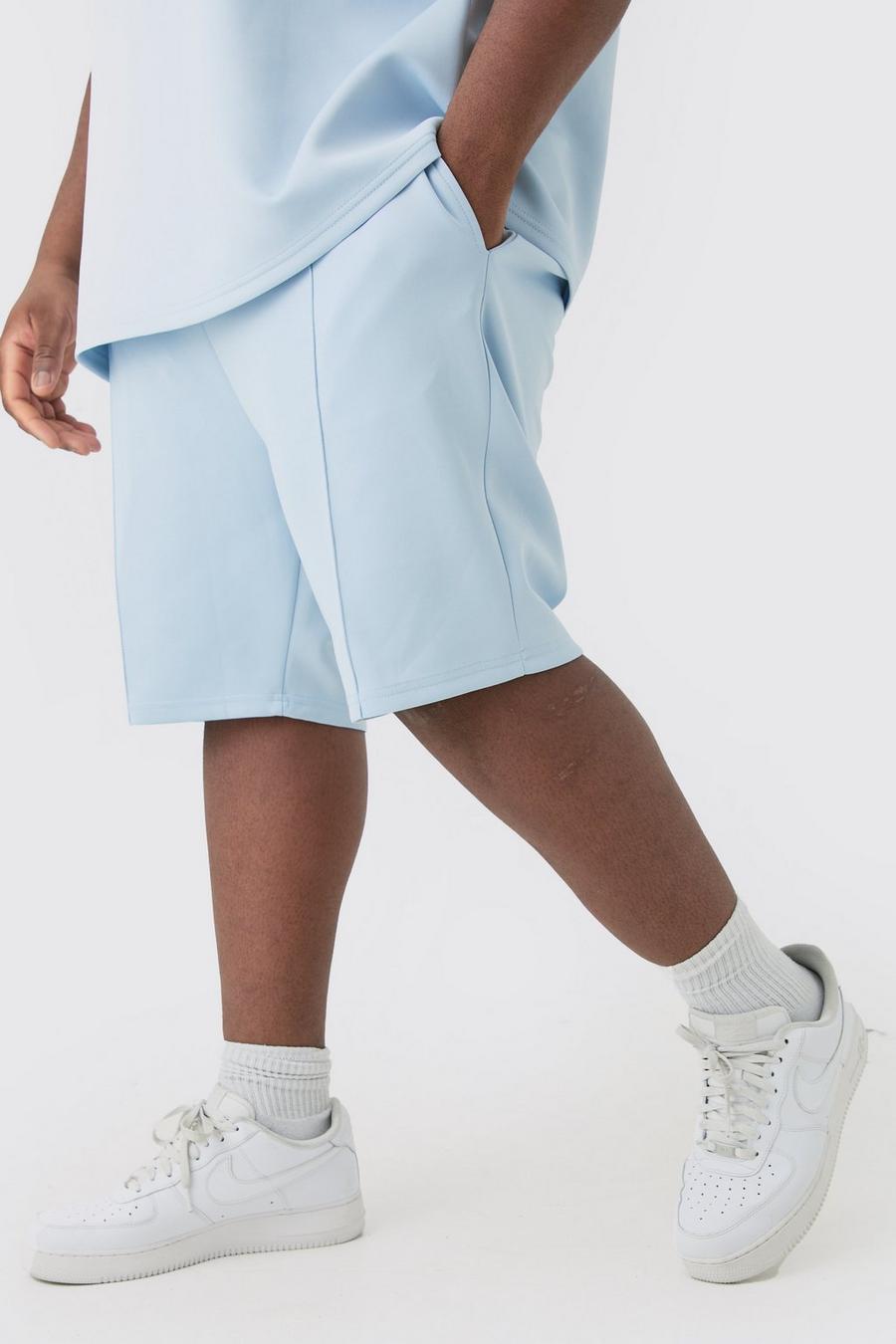 Plus Slim-Fit Scuba Shorts, Pastel blue image number 1