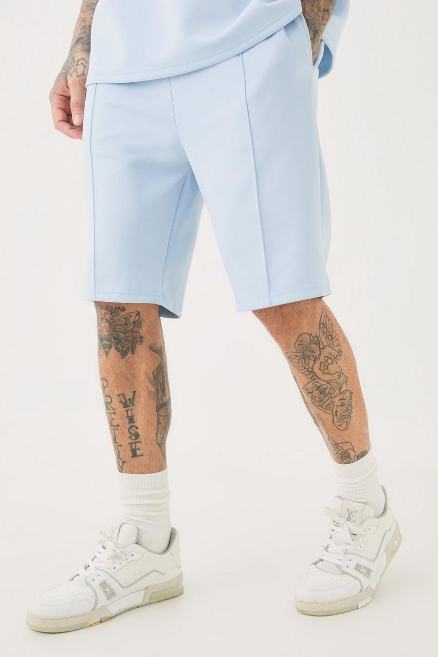 Pastel blue Tall Slim fit shorts i scuba image number 1