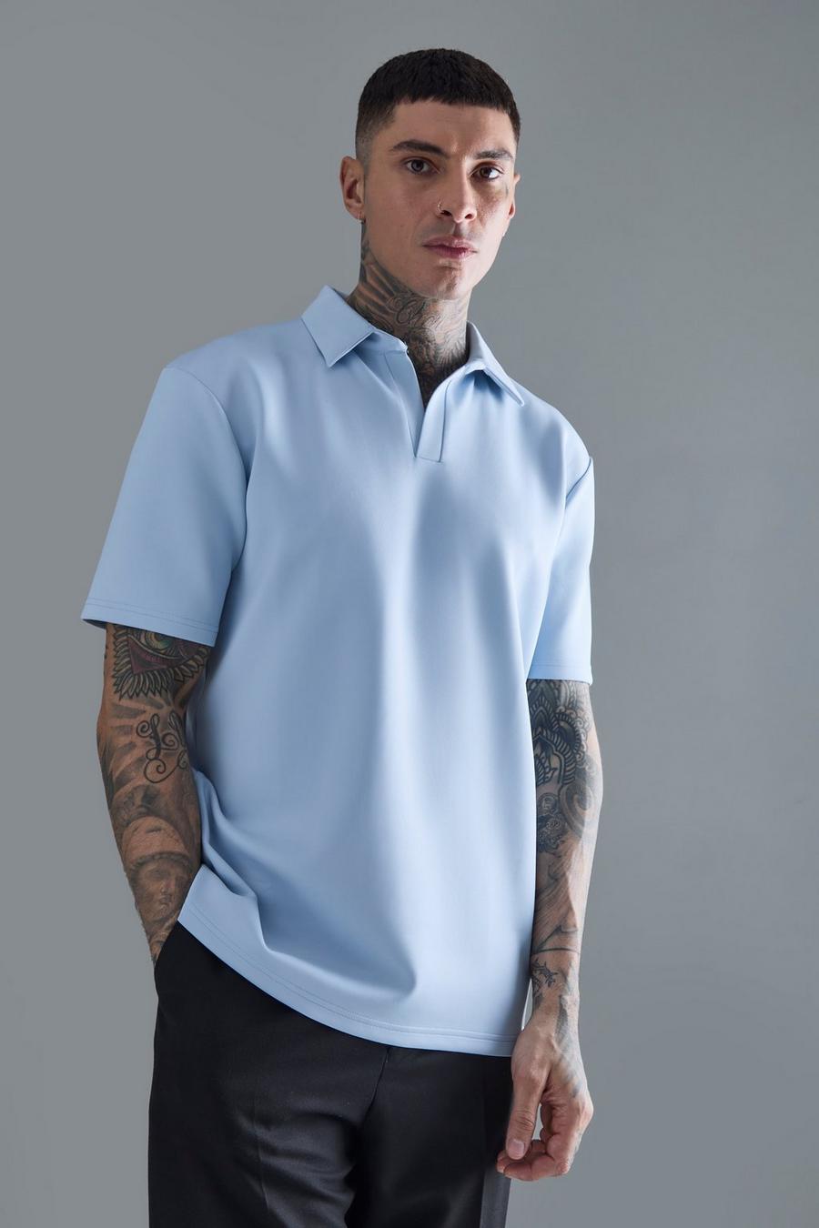 Pastel blue Tall Slim Scuba Polo image number 1