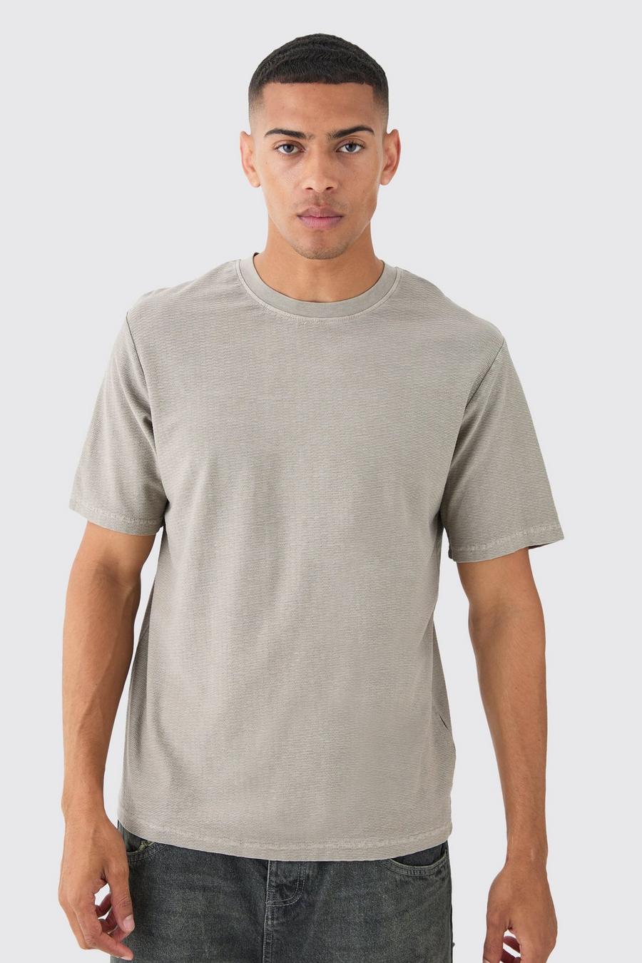 Taupe Textured Washed T-shirt image number 1