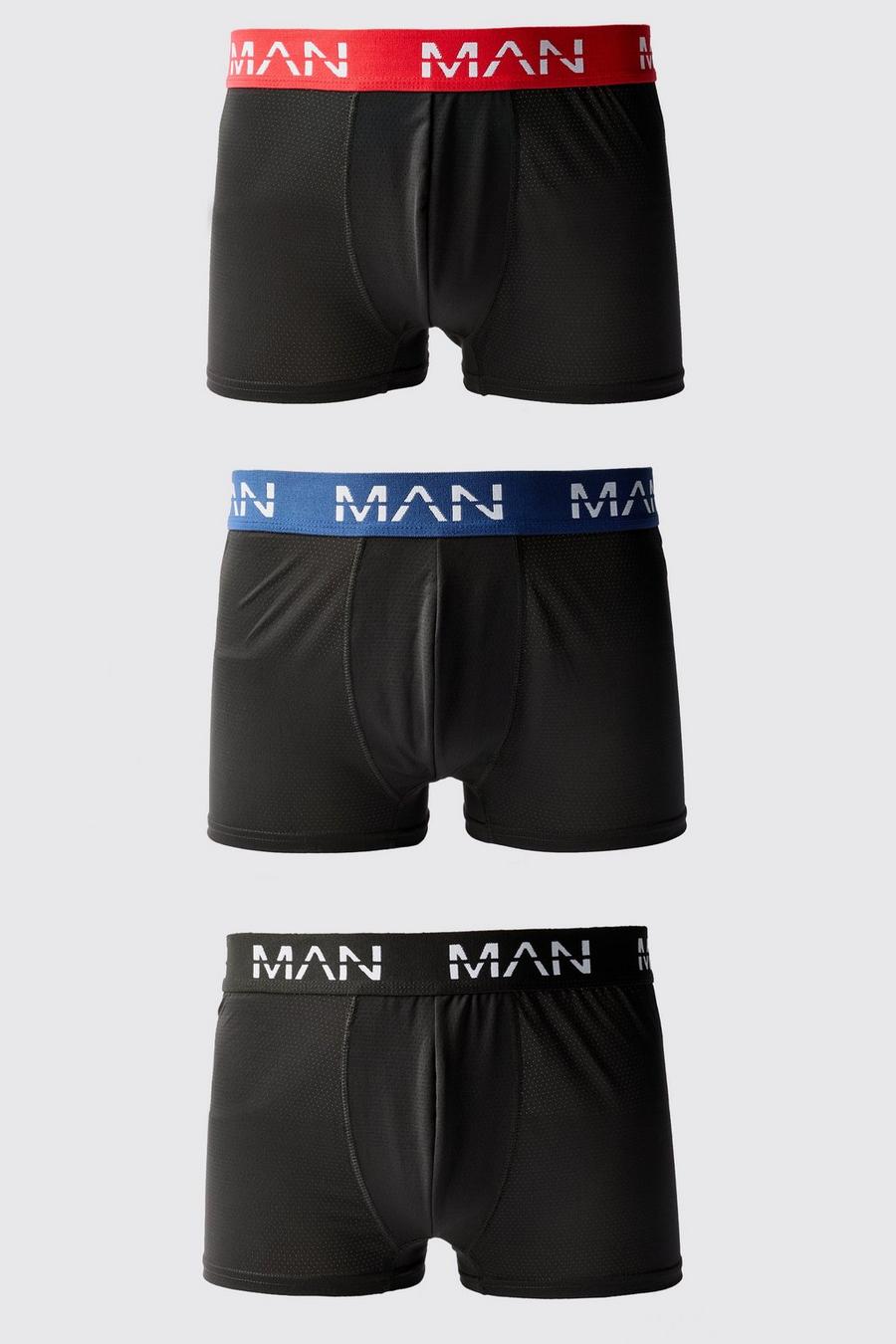 Multi Man Active Performance 3 Pack Boxer Coloured Waistband