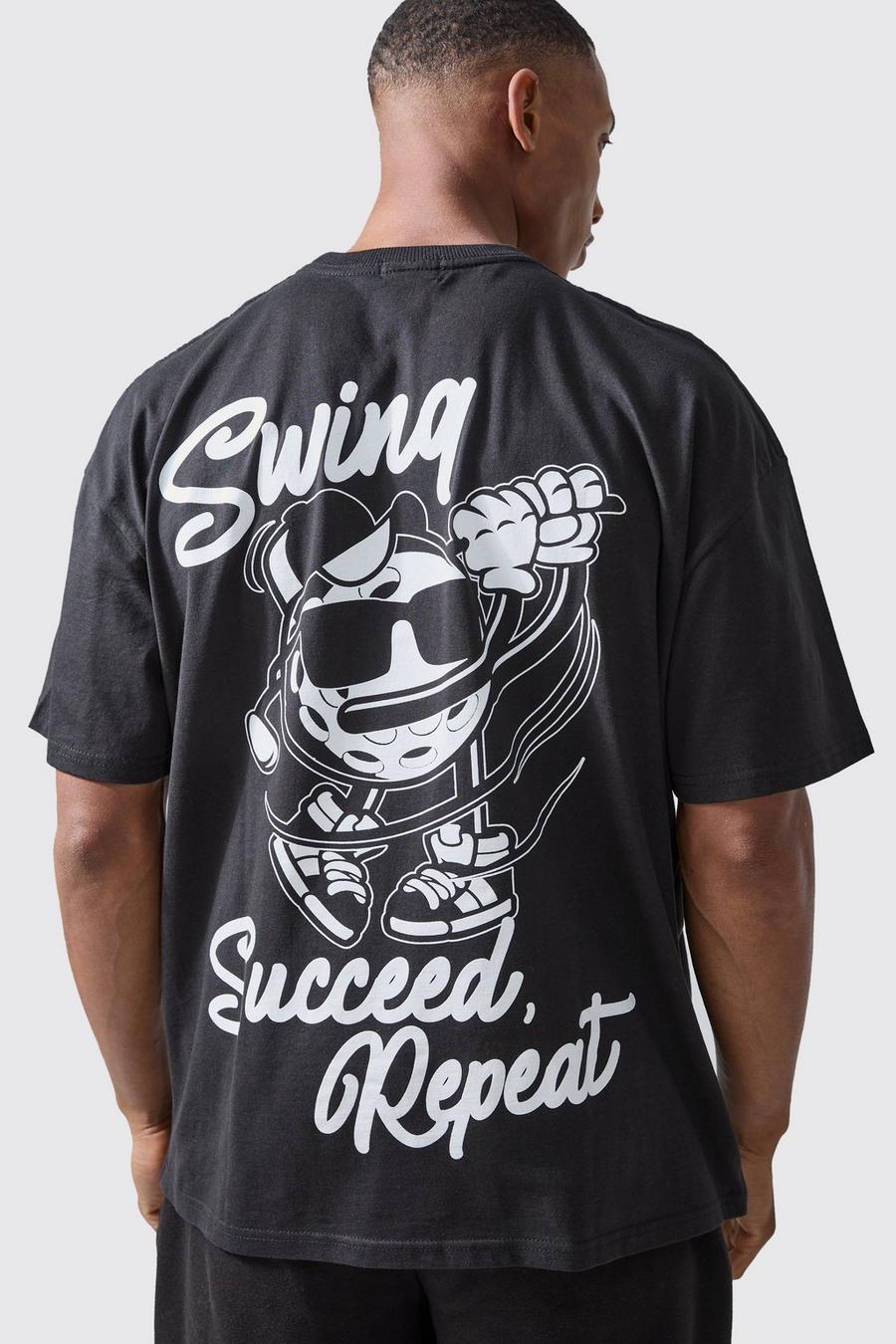Camiseta MAN Active oversize con estampado gráfico de golf, Black image number 1