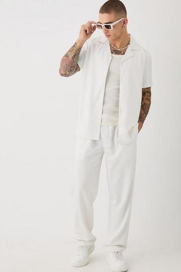 White Soft Twill Tonal Monogram Shirt & Pants Set