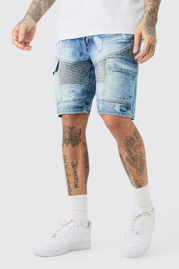 Tall Straight Fit Biker Jean Shorts mid wash