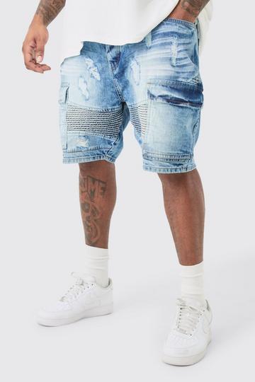 Plus Straight Fit Biker Jean Shorts mid wash