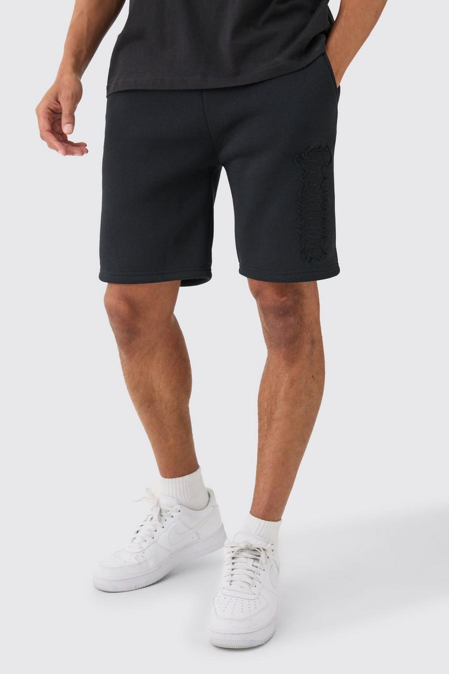 Black Loose Fit Homme Applique Shorts
