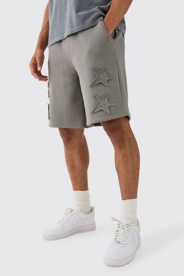 Oversized Fit Star Applique Shorts charcoal