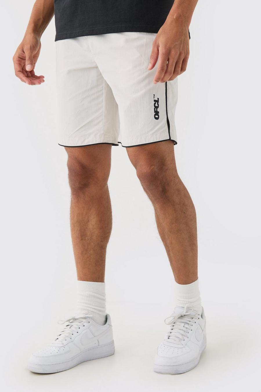 Pantalón corto deportivo con ribete de teflón, Ecru image number 1
