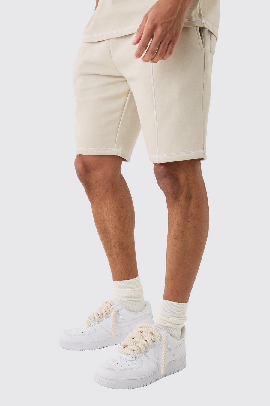 Stone Shorts med kontrastsömmar image number 1
