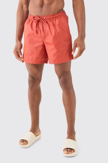 Orange Mid Length Matte Swim Short