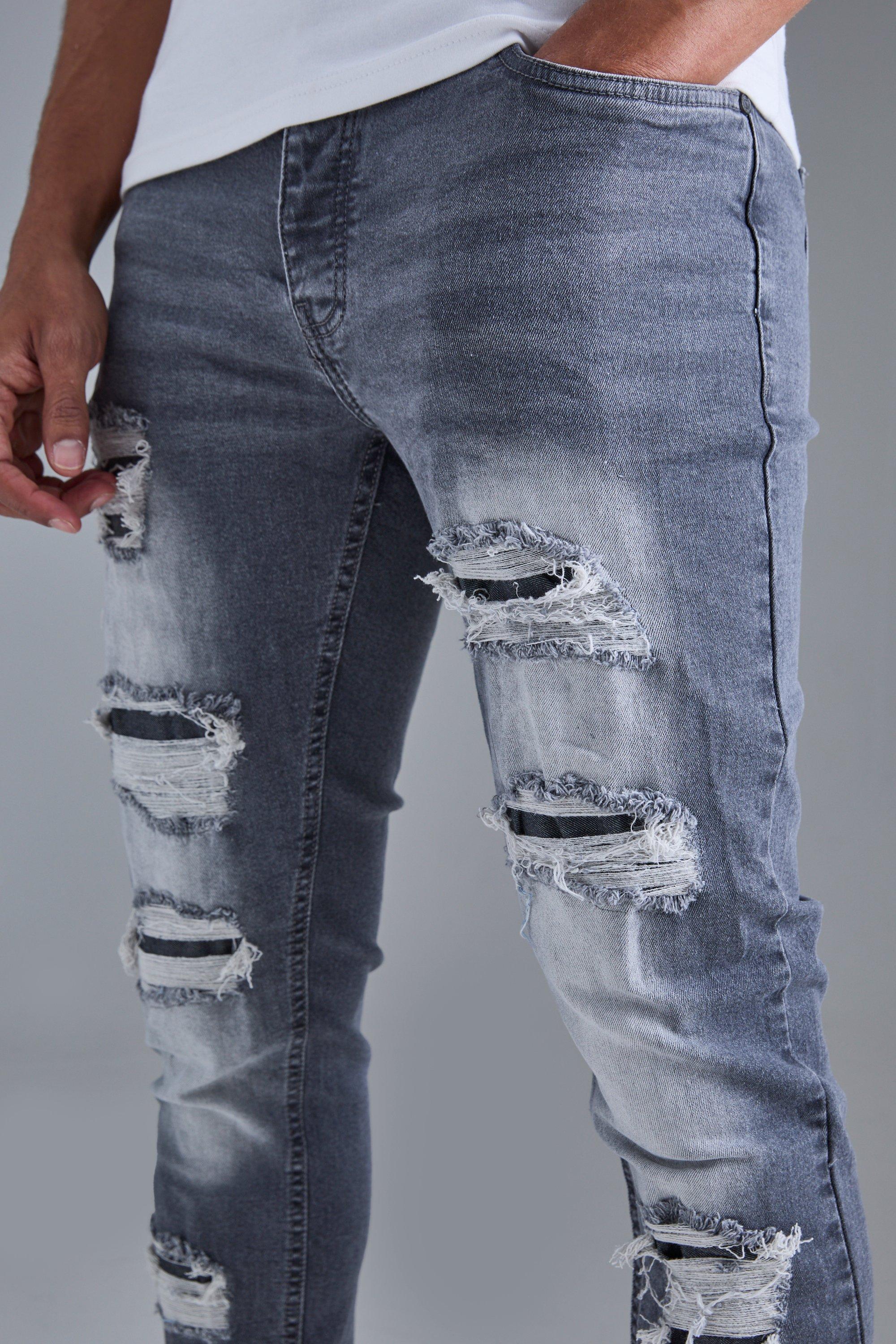 Fashion distressed frayed skinny jeans