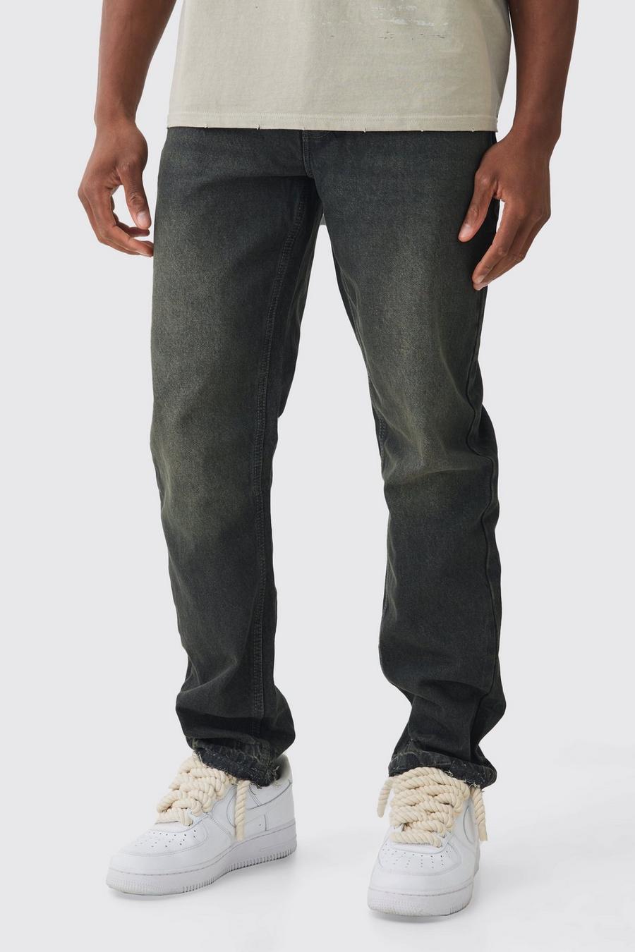 Grey Onbewerkte Grijze Jeans Met Rechte Pijpen En Losvallende Zoom image number 1