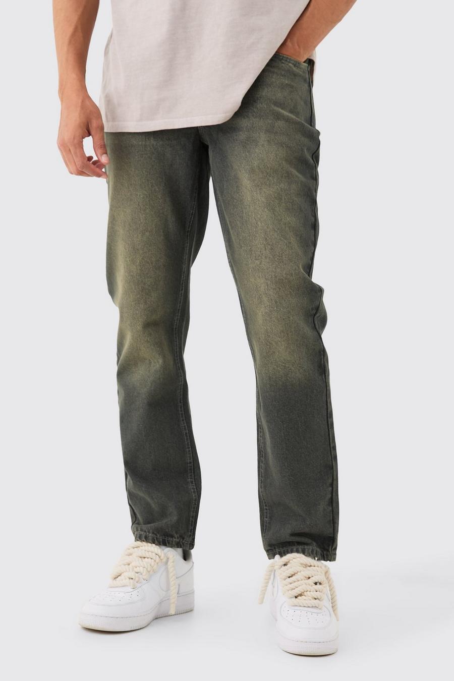 Grey Onbewerkte Grijze Jeans Met Rechte Pijpen En Losvallende Zoom image number 1