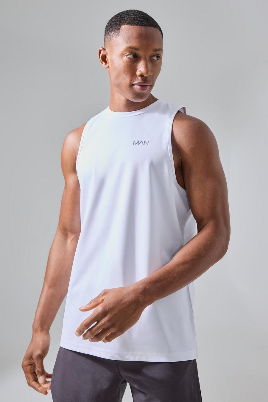 White Man Active Gym Poly Racer Vest