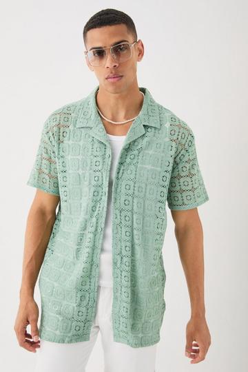 Oversized Open Weave Lace Shirt mint