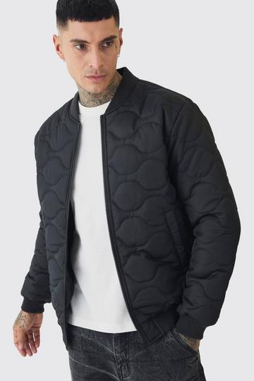 Tall Official Quilted Bomber Jacket In Black black