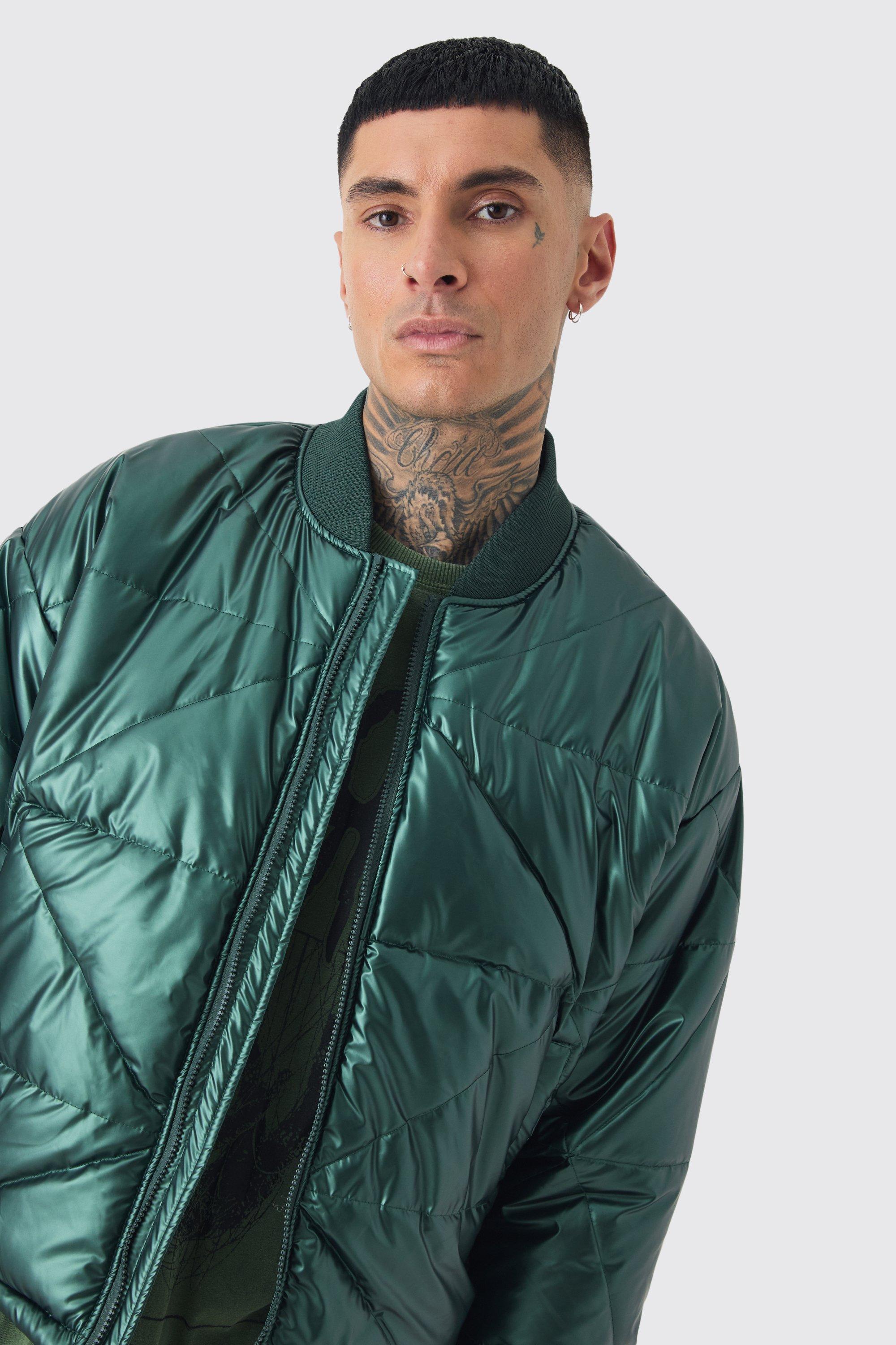 Quilted green bomber jacket hotsell