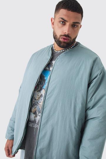 Plus Oversized Collarless Padded Bomber Jacket In Slate slate