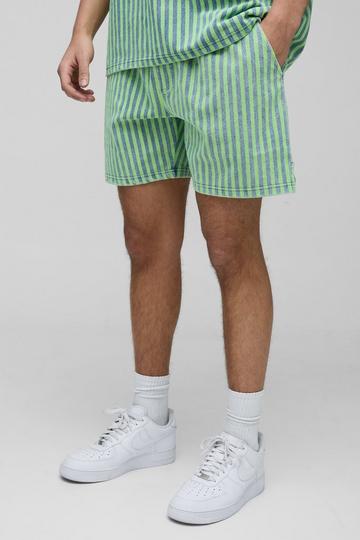 Blue Relaxed Indigo Dyed Striped Short