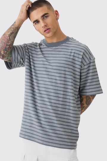 Oversized Ribbed Striped T-shirt grey