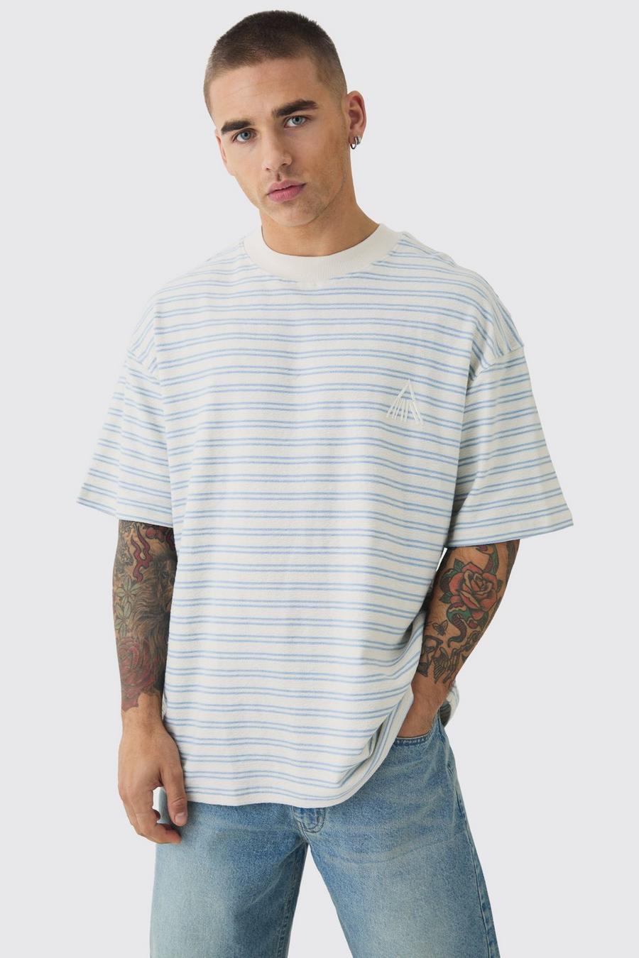 Multi Man Oversized Ribbed Striped T-shirt