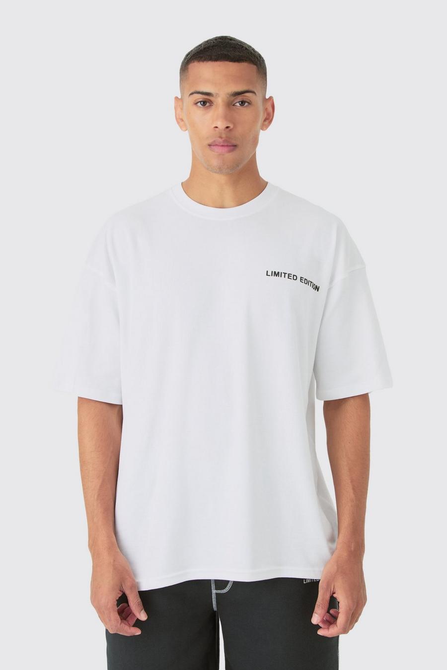 T-shirt oversize premium à surpiqûres, White