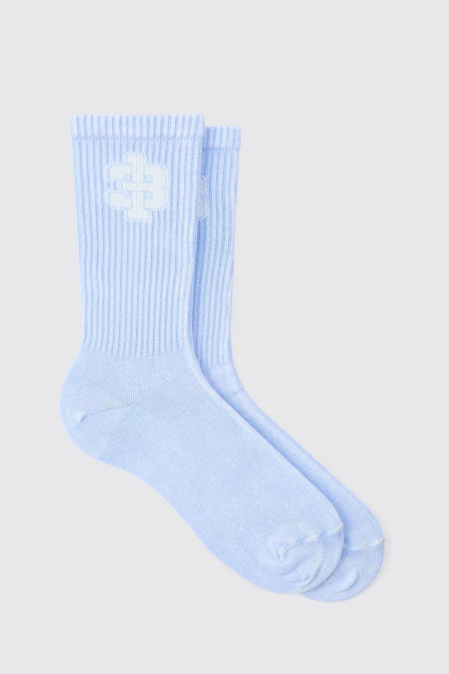 13 Jacquard Socken mit Acid-Waschung in Blau, Light blue