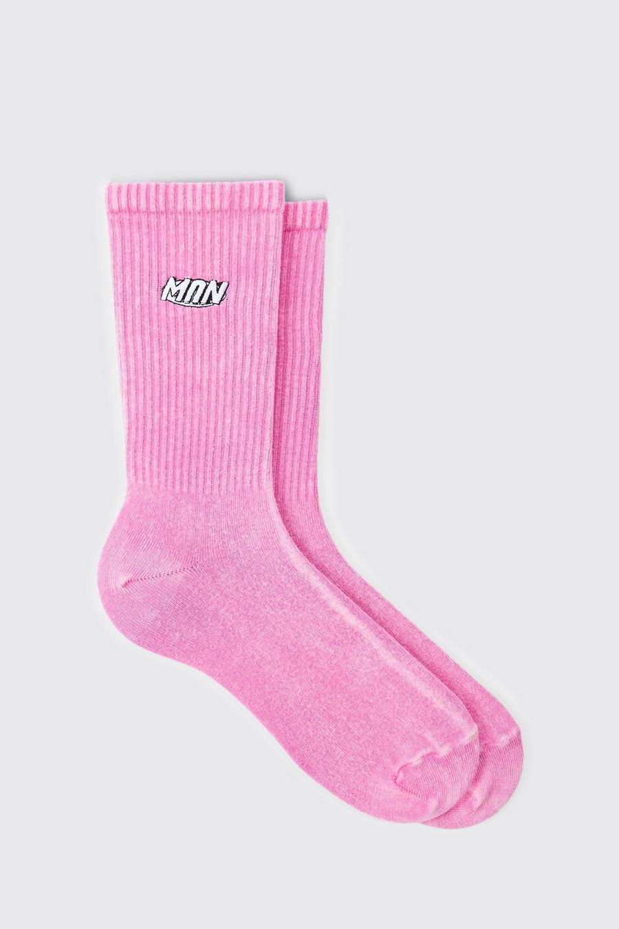 Pinke Man Socken mit Acid-Waschung, Pink