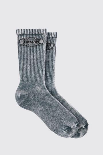 Acid Wash BHM Socks In Charcoal charcoal