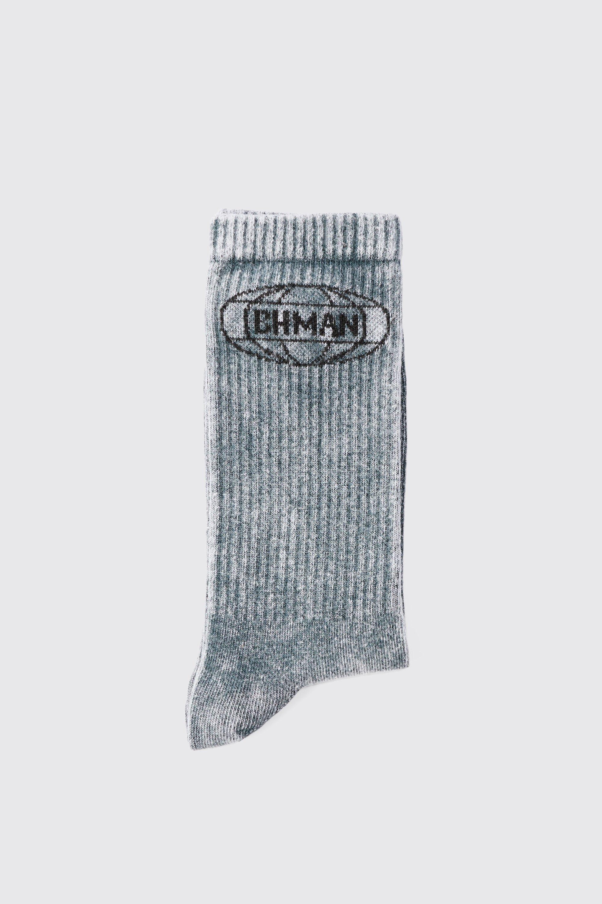 Acid Wash BHM Socks In Charcoal