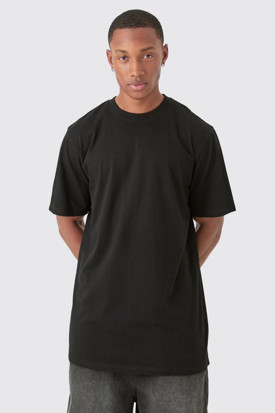 Basic Longline Crew Neck T-shirt, Black image number 1