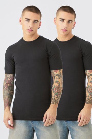 2 Pack Muscle Fit T-shirt black