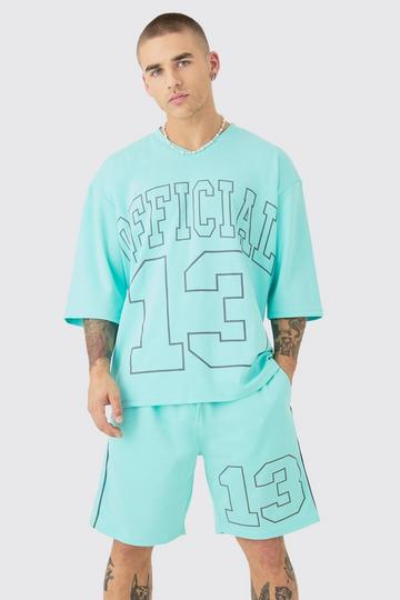 Oversized 1/2 Sleeve T-shirt & Short Set aqua