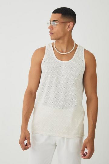 Diamond Crochet Tank Top ecru