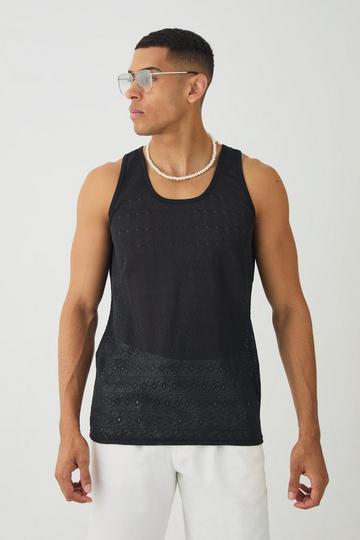 Black Diamond Crochet Tank Top